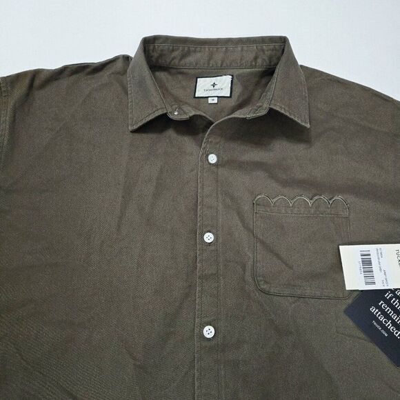 Tuckernuck - M -Army Green Chino Cropped Jasper Button Down - Picture 5 of 7